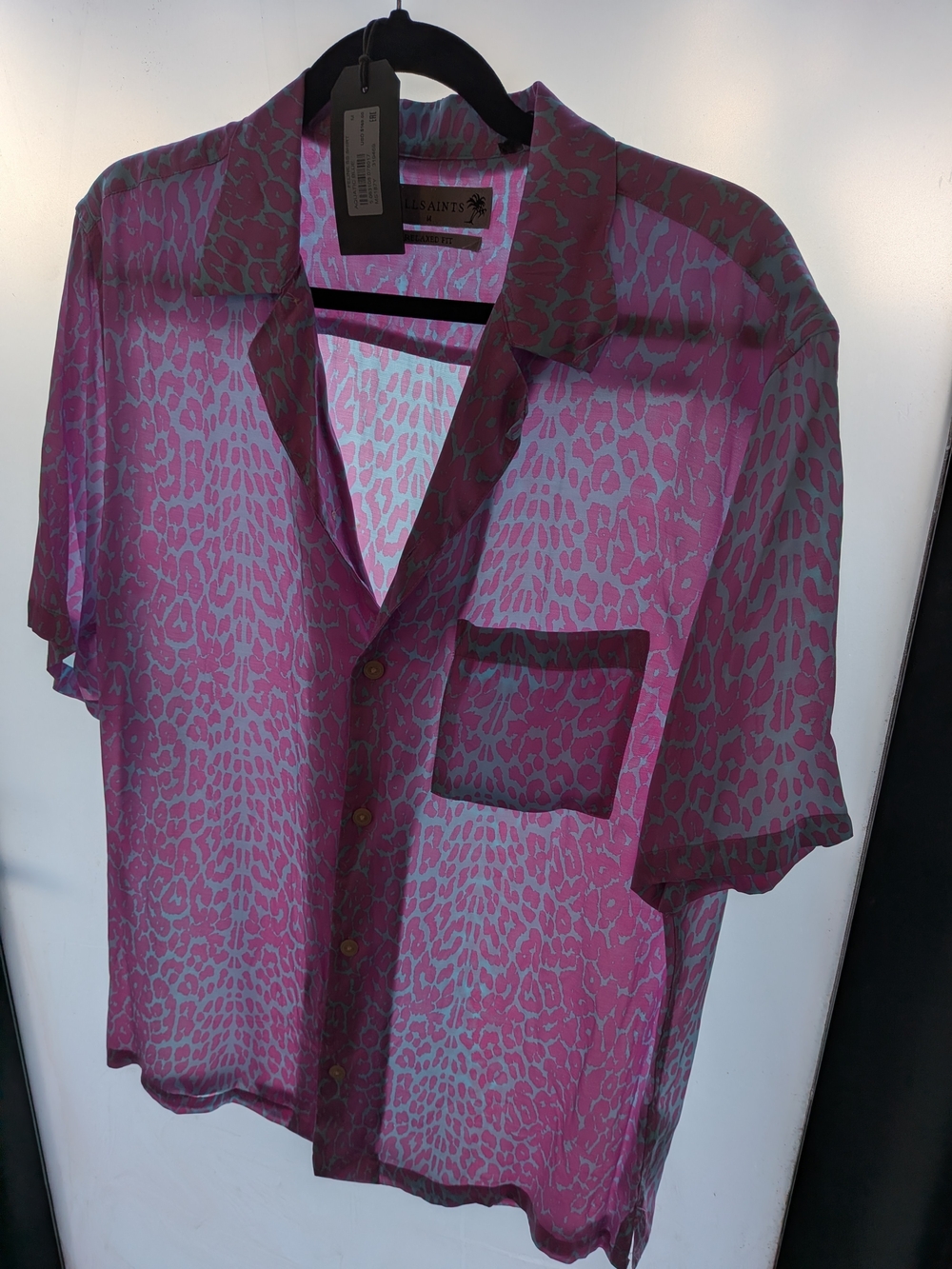 All Saints Pink Animal Print Button-Up Shirt